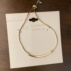 Lauren Conrad Gold Bracelet w/ Slide Closure and Tiny Rhinestones. NWT